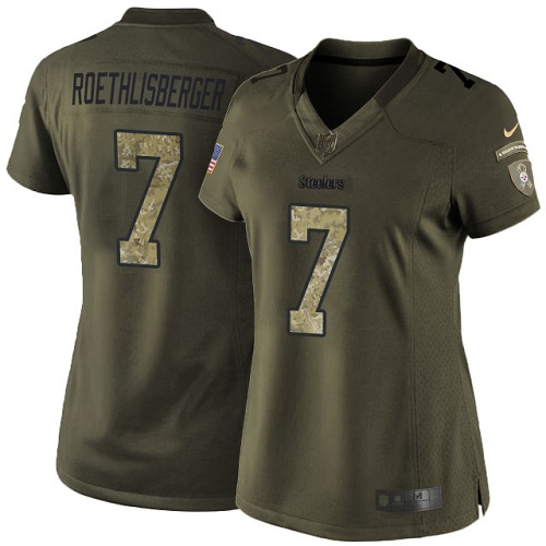 Nike Steelers #7 Ben Roethlisberger Green Women's Stitched NFL Limited 2015 Salute to Service Jersey